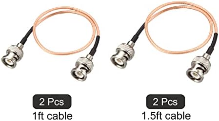 Mecccanity RG316 Cabo coaxial RF 1ft, 1,5 pés 50 ohm para vídeo, transmissão, câmera com conectores masculinos BNC 2