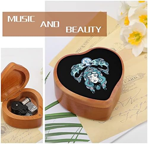 Peixes Constellation Clockwork Box Music Box vintage Wooden Heart Musical Box Toys Gifts Decorações