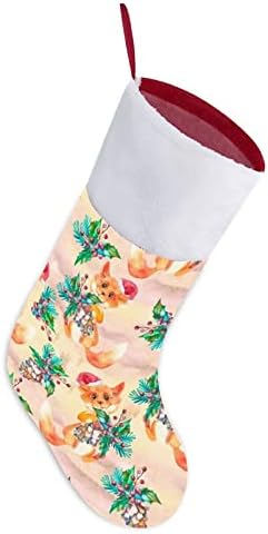 Aquarela Fox com meias de Natal de Fir Cone de Christmas Staques de Natal Tree Ornamentos de Papai Noel Decorações penduradas para