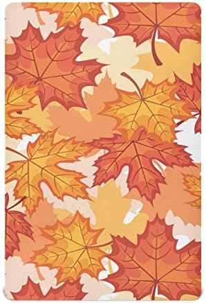 Autumn Maple folhas folhas de berço para meninos pacote meninas e lençóis super macios folhas de berço Mini -berço Folhas de berço para colchões de berço padrão e criança lençóis de berço para menino, 52x28in