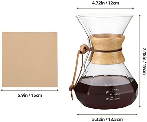 Puricon despeje sobre cafeteira com filtro de papel V60 40 folhas, segura de 4 a 6 xícaras, fabricante de café de 28 onças