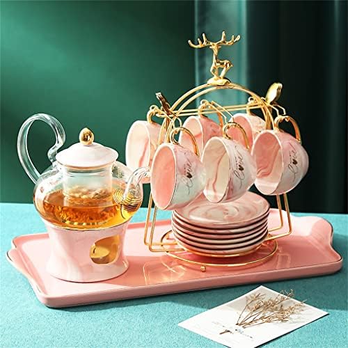 Liuzh Inglês Tarde Tarde Tea Set Flower Belles Candles Aquecimento de chá Fruta Tule de chá de flores Copo de chá
