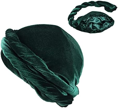 Turbante para homens turbante de halo, twist de turbante vintage envolve o modal elástico de veludo e cetim, lenço de