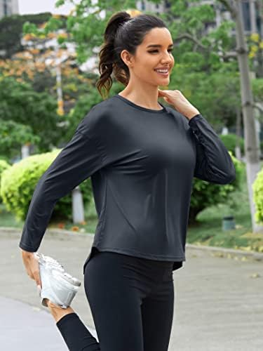 Antraco Shirt Hanga Longa Camisas para Mulheres Lonas Mesh Fit Aberta Back Yoga Tops