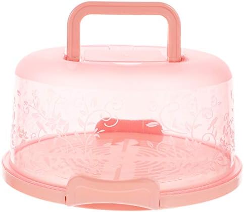 Transportador de bolo de cabilock 1pc com tampa e manuseio de bolos de transporte de bolo de plástico Bolo com tampa rosa