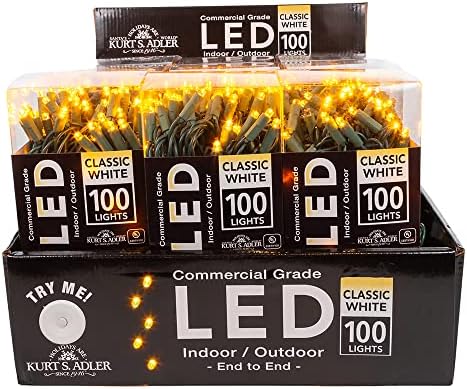 Kurt S. Adler Kurt Adler Ul 100 Light clássico quente branco LED LED LEITOS VERDADE