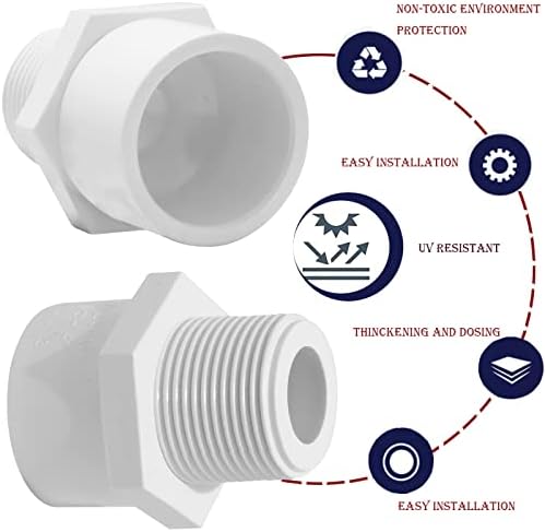 12pcs de 1 polegada Adaptador de machos de PVC Adaptões de tubo ACOLANDO Acoplamento branco PVC PVC Male thread cronograma 40 adaptador