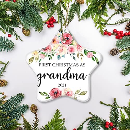Desdirect Store First Christmas como vovó decoração floral decoração de árvore de Natal Oval 1pcs
