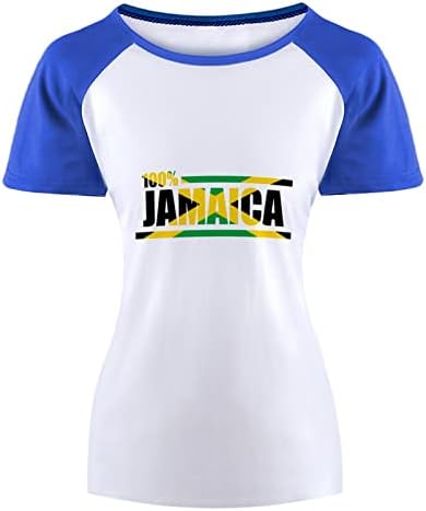 Orgulho Jamaica de manga curta feminina Camiseta de beisebol Tee Raglan Summer Top Cotton