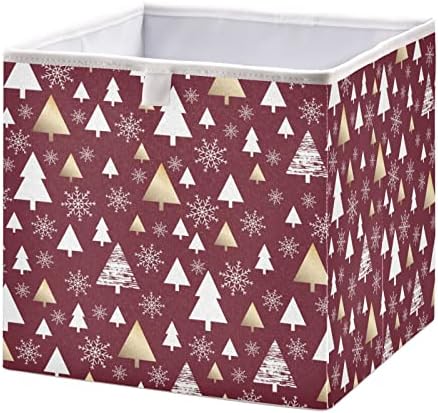 Cataku Christmas Florest Cubes Bins de armazenamento de 11 polegadas Cascas de armazenamento de armário de armário de tecido de 11 polegadas Organizador Caixas decorativas dobráveis ​​de quarto para roupas Organizando casa