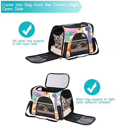 Dinossauros Design de fundo Travel Pet Transport com cama lavável, janela de malha e alça de ombro para gatos, gatinhos