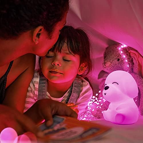Aultra Doggy Night Light for Kids, lâmpada de cachorro da noite de mudança de cor, decoração da sala de cachorro para garotas Luz noturna fofa, viveiro de silicone luz noite de bebê, presentes fofos para crianças
