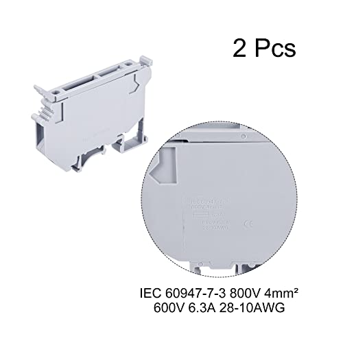 Meccanidade Din Rail Mount Fuset Blocks Terminal Tipo de parafuso Gray uk5 pacote de 2