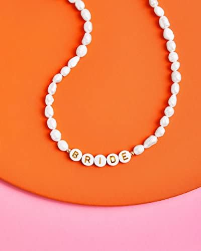 XO, colar de miçangas de água doce Fetti Bride, 14 de gargantilha, joias de berça de letra de ouro | Decorações de festas