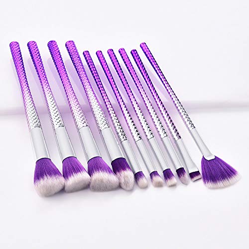 Purple Cosmetic 10pcs Fundação de maquiagem Conjunto de pincel de pincel de pincel