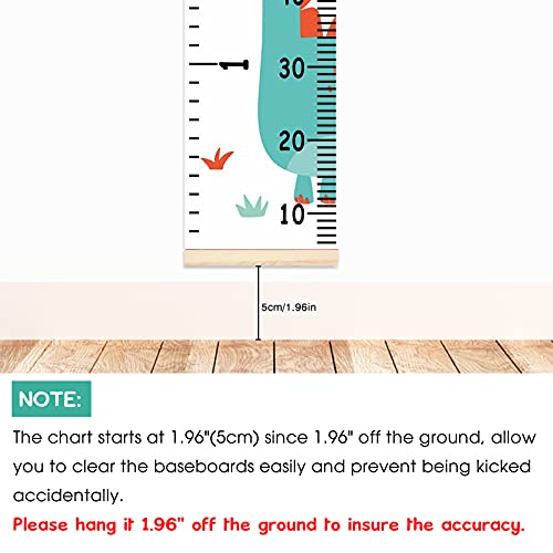 Gráfico de crescimento de Sylfairy Kids, régua de parede de madeira de madeira de madeira de madeira de altura removível Medida para meninos Crescimento Régua de crescimento Decoração de salão de parede 79''7.9 '' （Dinosaur verde)