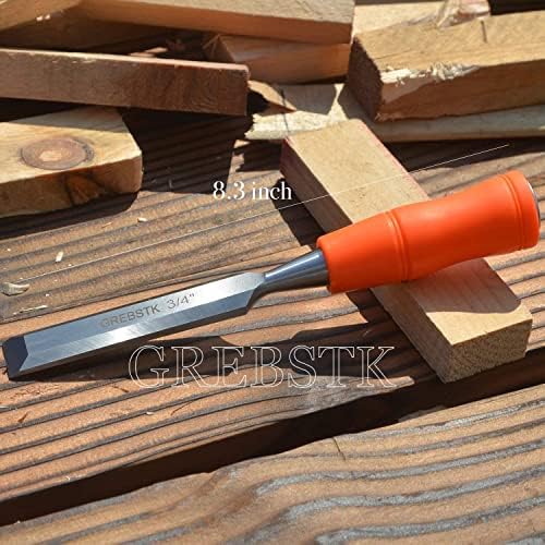Grebstk 4 peças Ferramentas de cinzel de madeira define ferramentas de madeira de aço de vanádio de vanádio de madeira com bolsa