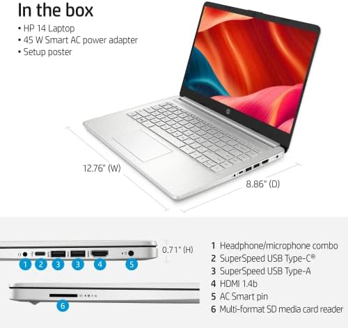 HP 2023 mais recente laptop para produtividade e entretenimento, exibição de 14 FHD, RAM de 8 GB, 1 TB de SSD, processador AMD Ryzen