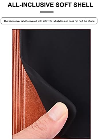 Caixa da carteira de Yagelang para iPhone 14 Pro, Luxury Genuine Leather Holder Kickstand Livro Magnetic Flip Flip Case com TPU Choques