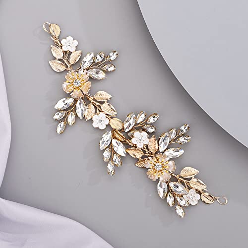 Chargances Flor de casamento Stromestone Bandada da cabeça Folhas de noiva Stromestone Hair Vine Gold Gold Handmade Acessórios de cabelo para mulheres e meninas