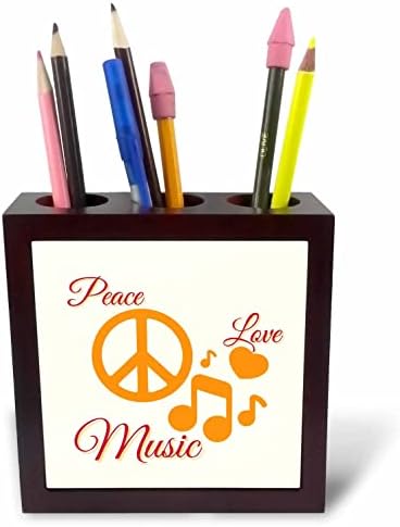 Imagem 3drose de paz, coração e música - titulares de canetas de ladrilhos