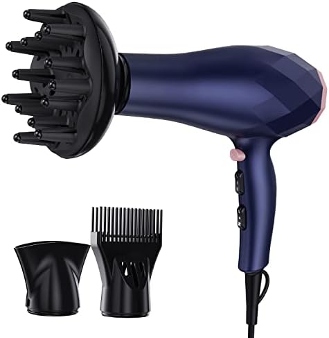Profissional de secador de cabelo pretfy, secador de cabelo com 2200W e 2 velocidades 3 configurações de calor, secador de cabelo
