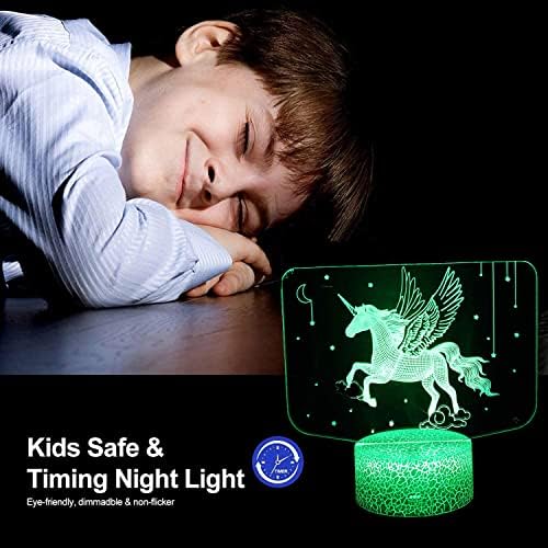 Ruiston Unicorn Toys Night Light 3D Lamp for Kids, 7 cores mudando com toque inteligente e controle remoto e temporizador