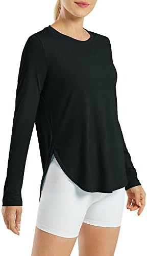 G4Free feminino UPF 50+ camisas UV de manga longa Camisa de solteira ao ar livre Caminhadas de academia rápida seca leve