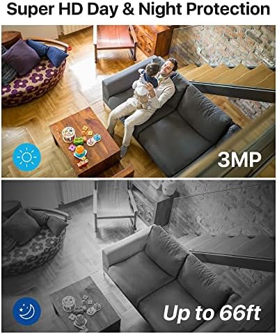 Zosi C611 2K WiFi Indoor Home Security Camera para Monitor de Baby/Nanny/Pet Cam com aplicativo de telefone, visão noturna, áudio bidirecional, detecção de movimento, armazenamento em nuvem e cartão SD, trabalha com Alexa, 24/7 de vigilância