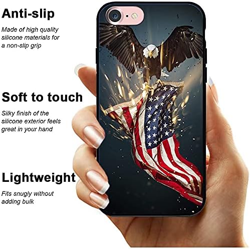Compatível com a caixa do iPhone SE 2020, capa iPhone 8, iPhone 7 Case, American Flag Eagle Creative Pattern Design para meninos