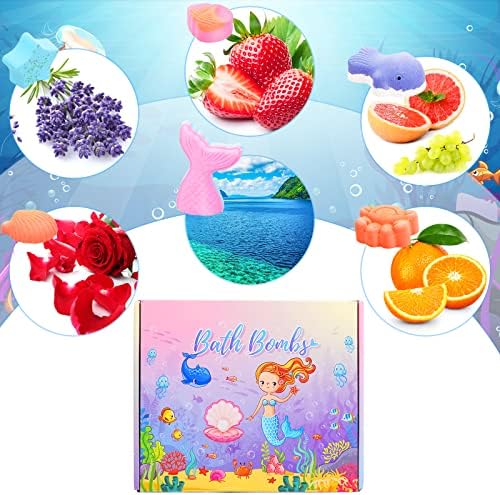 6 peças Mermaid Bath Bombs Conjuntos de presentes para crianças meninas meninas Bombas naturais Bubble Bubble Hatermade