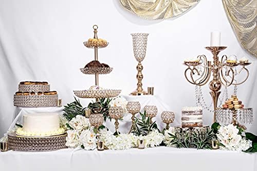 Simplesmente elegante - bolo de miçangas de cristal redondo de 18 , bolo grande, placa de exibição de doces de pastelaria de cupcake de sobremesa para festa de aniversário de evento de casamento - ouro - ouro