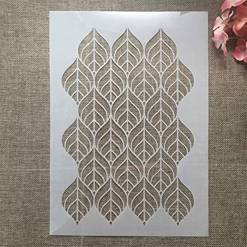 TIAMECH A4 Folhas estêncil ondulada para pintar em madeira de camadas reutilizáveis ​​estêncil DIY DIY Tamanho decorativo de 8,3 x