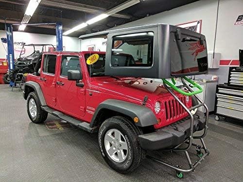 O sistema de remoção e armazenamento Hard Top Top de Toplift Pros Pros é compatível com Jeep Wrangler TJ JK & JL Modelos