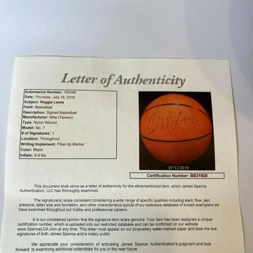 Raro Reggie Lewis Single assinou o basquete Nike Boston Celtics JSA COA - Basquete autografado