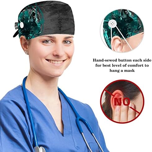 Yoyoamoy Heart Broken Working Cap com banda de suor e botão Scrub Scrub Hat de enfermeira Tampa de cabelo