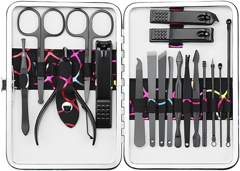 Kit de manicure czke Black Unhas Clippers Cutter Tools Kit de unhas Conjunto profissional de aço inoxidável File de unhas de aço tudo para manicur