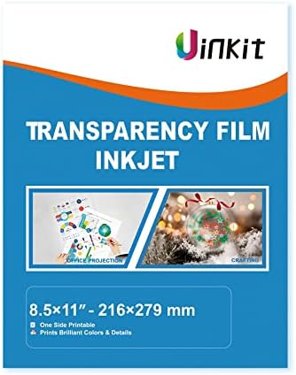 Filme de transparência de jato de tinta uinkit 50 folhas de 8,5x11 OHP Filme de projetor de teto para criação de diy 50 pacote para