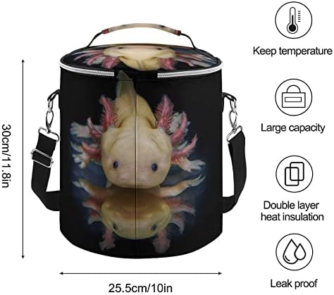 Animal Axolotl Isolles Bag Box portátil Caixa de ombro mais frio em torno do balde para compras de compras de compras Piquenias de trabalho refeições