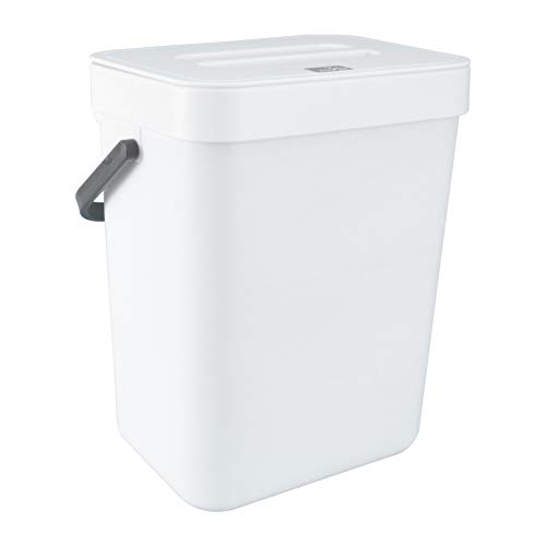 Lata de lixo de carro Zerodeko Caixa de lixeira de compostagem de cozinha pendurada: pendurado lixo pequeno pode lixo de parede branca banheiro pendurado lata de lixo para a porta do armário de cozinha com latas de lixo automotivo de tampa