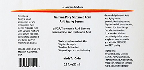 Soro anti -envelhecimento com ácido gama poli glutâmico, ácido tranexâmico, alcaçuz, niacinamida B3, ácido hialurônico