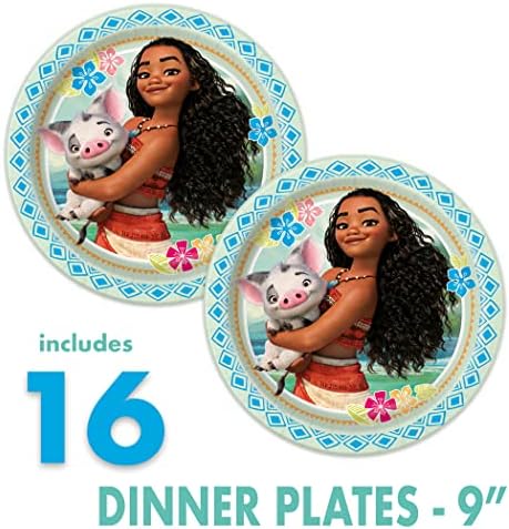 Moana Birthday Party Supplies Set. Decorações | Serve 16 convidados | Com banner, tampa da mesa, pratos, xícaras, guardanapos, botão