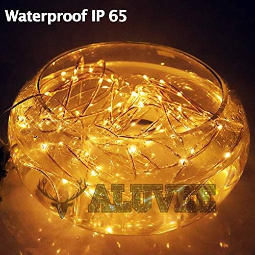 Aluvee solar corda de corda leve 33ft 100l 8 modos impermeabilizados com luminárias de cobre LED ao ar livre para decoração de jardim lâmpada de festas de casamento árvore de casamento de halloween iluminação de decoração de férias