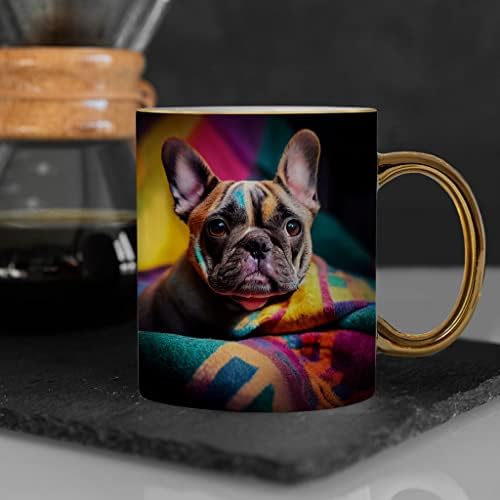 Fotos de bulldog francês fofos caneca - aro de ouro impresso e caneca - caneca fofa