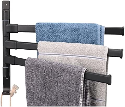 Toalha giratória do TOCTEN, cabide de toalha à prova de ferrugem e poupança durável, barra de toalha, balanço para fora de 180 °, montagem