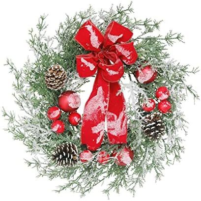 Sy Super Bang Christmas Wreath, grinaldas de porta da frente artificial de 18 polegadas para decorações penduradas, incluem