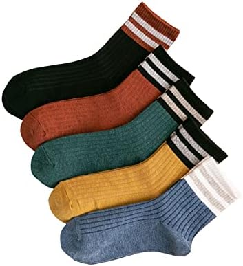 Gorglitter feminino 5 pares listrados meias coloridas