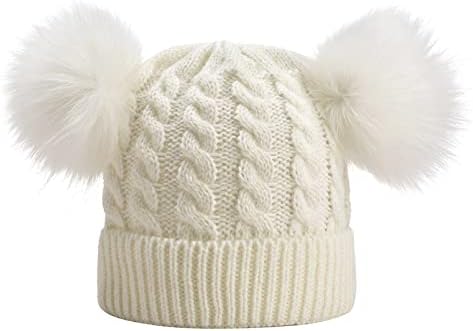 Capinho de inverno algodão malha garotas falsas pom kids chapéu de chapéu forrado meninos bebês chapéu chapéu de chapéu mens de inverno