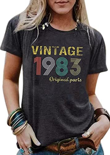 40º aniversário Camisas de presente Vintage 1983 peças originais camiseta para mulheres impressão impressão de aniversário