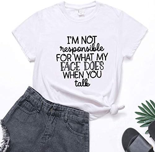 Tshirts for Women Summer, letras femininas impressão de moda causal Tops de t-shirt de manga curta em jogo